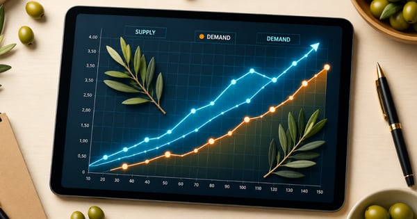 tablet con grafico de la evolución del aceite