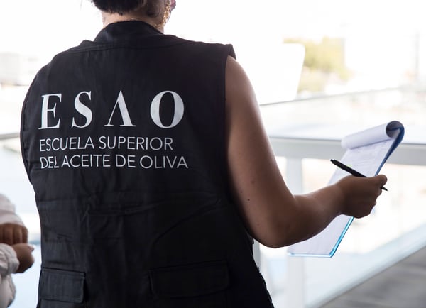 persona inspeccionando una almazara