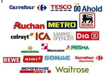 Logos of international supermarkets